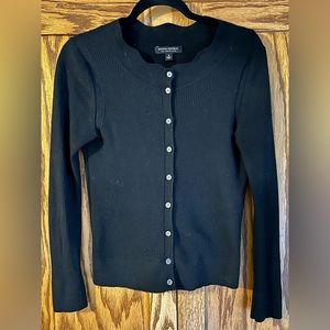 Women’s Banana Republic Scalloped Neck Cardigan Sweater, Black, Small